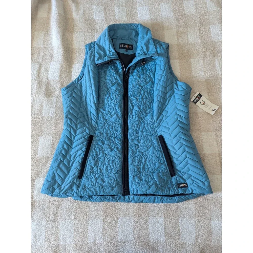 Kerrits Horseplay Quilted Vest Size XL NWT Blue Denim Equestrian Puffer Vest 405